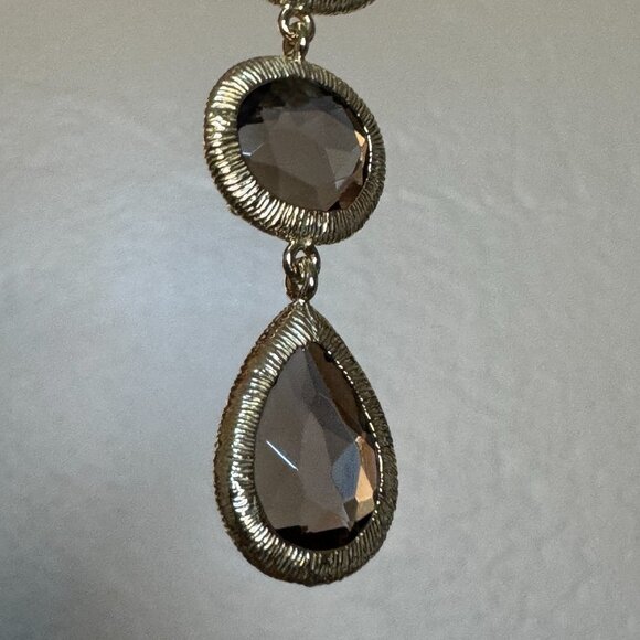 Smoky Quartz Drop Long Earrings | Gold over Sterling Silver | NWT - Picture 7 of 10
